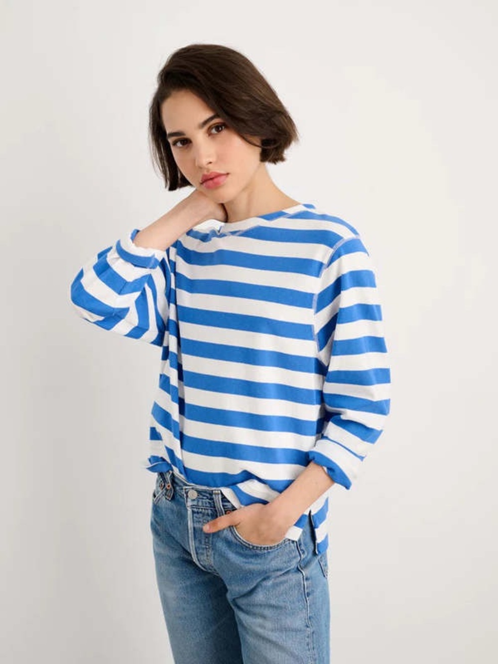 New! Alex Mill Lakeside Bold Blue and White Striped Long Sleeve Tee 💙 Small